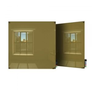 Ghent HMYSM44BG 4ft x 4ft Magnetic Glass Whiteboard Beige Square Corners