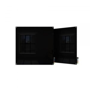 Ghent HMYSM44BK 4ft x 4ft Magnetic Glass Whiteboard Black Square Corners