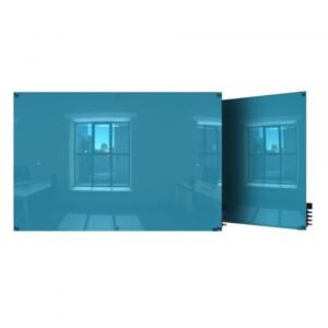 Ghent HMYSM34BE 3ft x 4ft Magnetic Glass Whiteboard Blue Square Corners