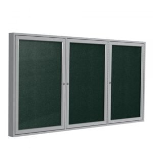 Ghent PA34896VX 48in x 96in 3-Door Enclosed Bulletin Board Vinyl Ebony