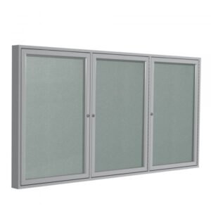 Ghent PA34872VX 48in x 72in 3-Door Enclosed Bulletin Board Vinyl Silver