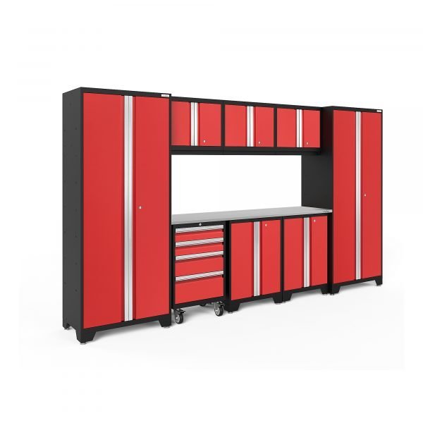 NewAge 50609 Bold Series Red 9-Pc. Steel Garage Cabinet Set NewAge 50609 Bold Series Red 9-Pc. Steel Garage Cabinet Set