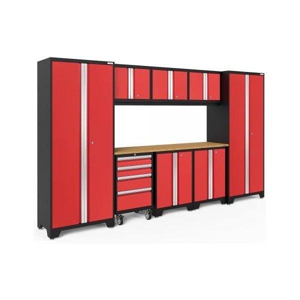 NewAge 50608 Bold Series Red 9-Pc. Steel Garage Cabinet Set