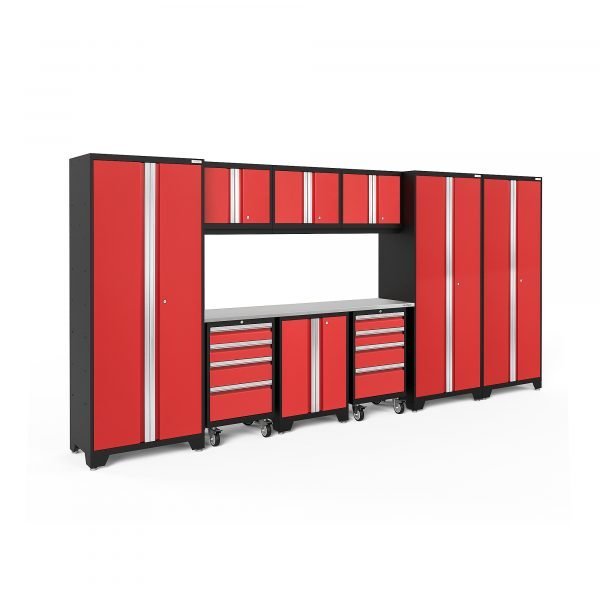 NewAge 50613 Bold Series Red 10-Pc. Steel Garage Cabinet Set