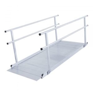 Silver Spring SSGHR-10 10 ft Aluminum Solid Surface Ramp w/ Handrails (850 lbs Cap)