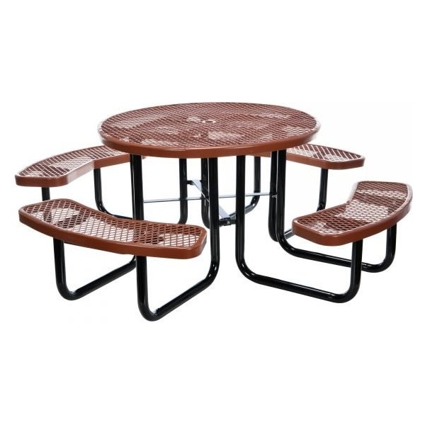 Vestil PT-MX-RT-46-BN Round Picnic Table 46in. Brown 29in. H