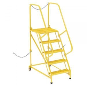Vestil LAD-STAL-5-G-YL Yellow Grip Strut Semi Trailer Ladder (5-Step, 80in. High)
