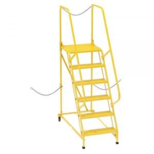 Vestil LAD-STAL-6-G-YL Yellow Grip Strut Semi Trailer Ladder (6-Step, 90in. High)