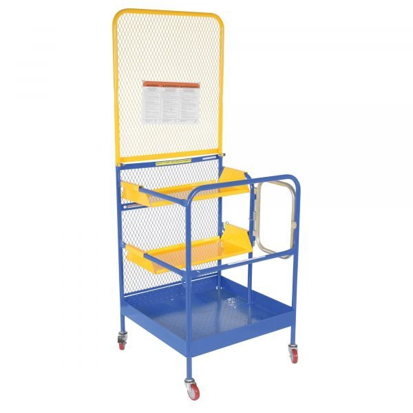 Vestil WP-3636-2SF-CA-84B 1000 lb Forklift Work Platform w/ 2-Side Entry, Casters & Backguard (36in x 36in) Vestil WP-3636-2SF-CA-84B 1000 lb Forklift Work Platform w/ 2-Side Entry, Casters & Backguard (36in x 36in)