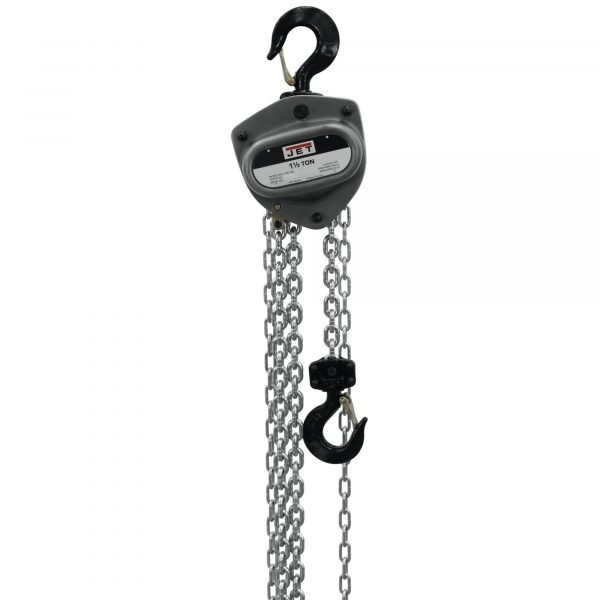 JET L100 Series Manual Chain Hoist, 1-1/2 Ton, 100 ft. Lift w/ OLP