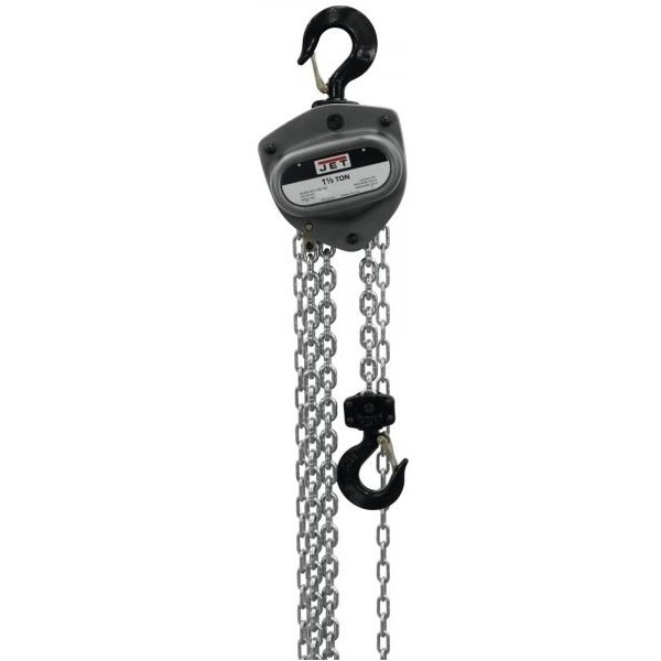 JET L100 Series Manual Chain Hoist, 1-1/2 Ton, 80 ft. Lift w/ OLP