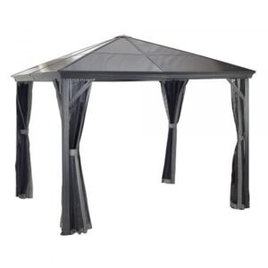 ShelterLogic Sojag 310-9160727 Verona 10x10ft Hardtop Gazebo, Aluminum, Black