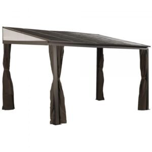 ShelterLogic Sojag 500-9163551 Portland 10x14ft Wall-Mounted Gazebo, Aluminum, Brown