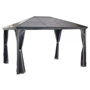 ShelterLogic Sojag 314-9160734 Verona 10x14ft Hardtop Gazebo, Aluminum, Black