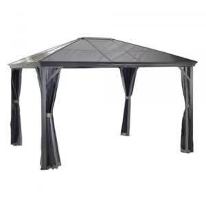 ShelterLogic Sojag 312-9162868 Verona 10x12ft Hardtop Gazebo, Aluminum, Black