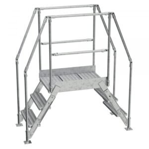 Vestil COL-AL-3-26-23 3-Step Aluminum Crossover Ladder (500 lbs, 30" Clearance)