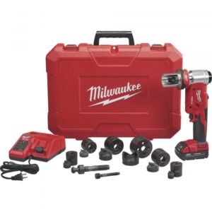 Milwaukee 2677-21 M18 FORCE LOGIC Cordless 6-Ton Knockout Tool Kit - 1/2in–2in Capacity