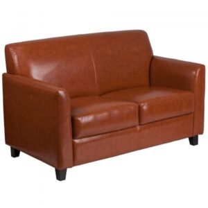 Flash Furniture BT8272CG Leather Loveseat Cognac 52in Wide