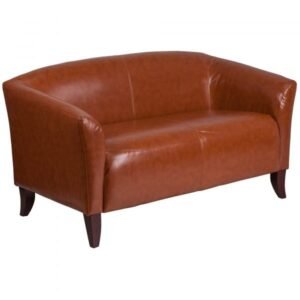 Flash Furniture 1112CG Leather Loveseat Cognac 52in Wide