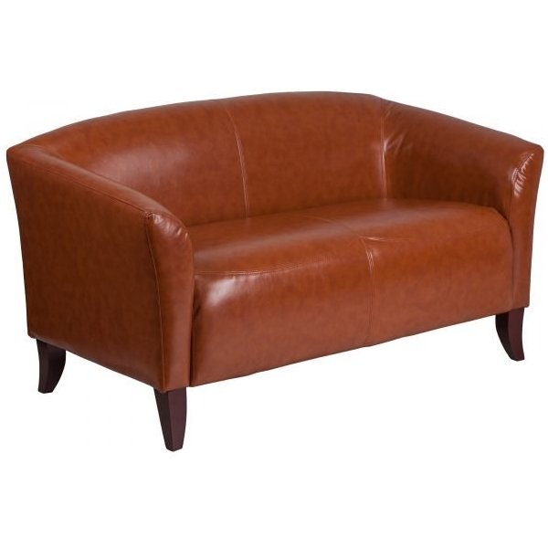 Flash Furniture 1112CG Leather Loveseat Cognac 52in Wide