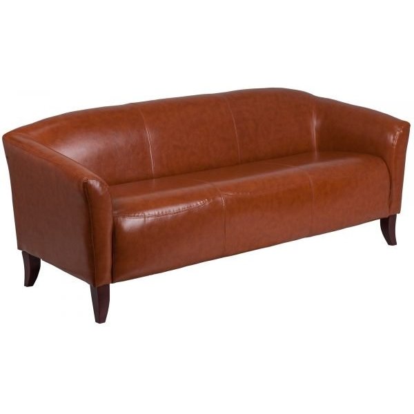 Flash Furniture 1113CG Leather Sofa Cognac 72.75in Wide Modern Design