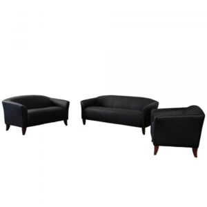 Flash Furniture 111SETBK 3-Pc. Leather Reception Set (Sofa Loveseat Chair) Black