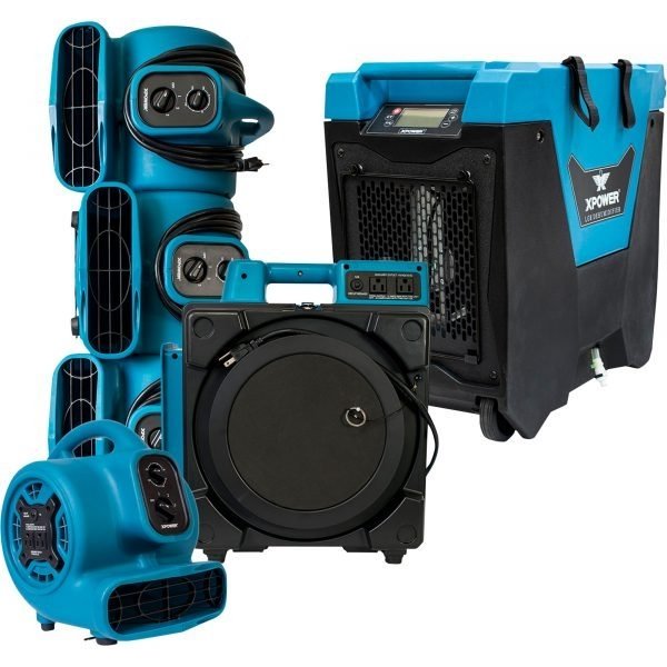XPOWER 6-Pc Contractor Pack (4) Air Movers + (1) Scrubber + (1) LGR Dehumidifier