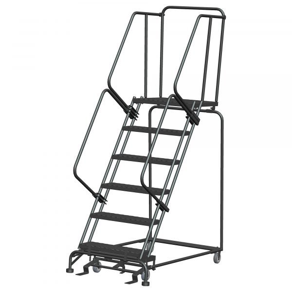 Ballymore 063221G Industrial Steel Rolling Ladder 6 Steps 93-inch Height 1 Ballymore 063221G Industrial Steel Rolling Ladder 6 Steps 93-inch Height