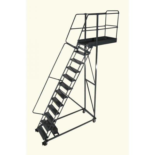 Ballymore CL-15-14 High-Reach Steel Rolling Ladder 15 Steps 190-inch Height 14-inch Width