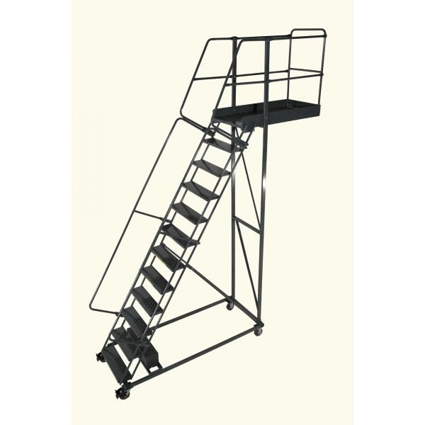Ballymore CL-15-42 High-Reach Steel Rolling Ladder 15 Steps 190-inch Height 42-inch Width