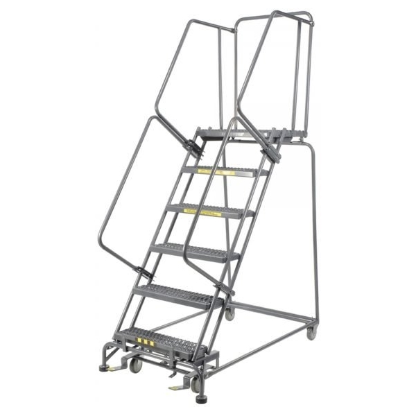 Ballymore PIP-6-32G Industrial Steel Rolling Ladder 6 Steps 90-inch Height