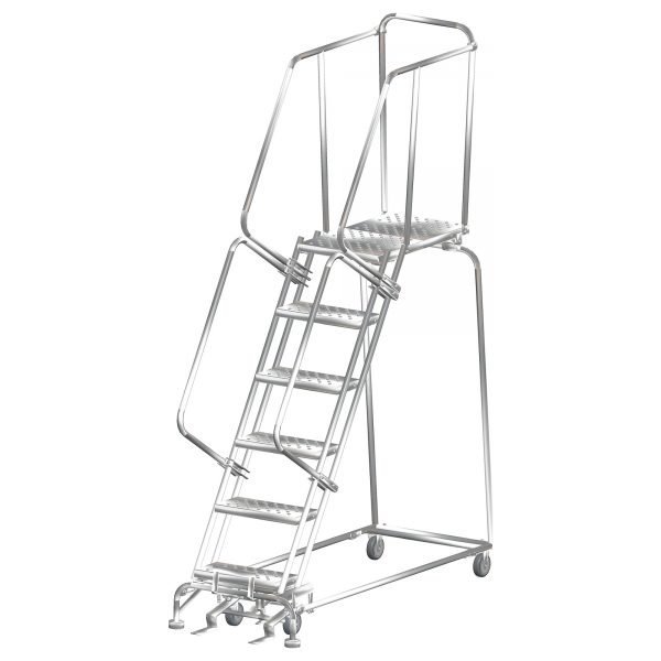 Ballymore SS062428G Stainless Steel Rolling Ladder 6 Steps 93-inch Height Grip Strut Treads