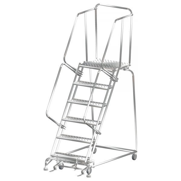 Ballymore SS063221G Stainless Steel Rolling Ladder 6 Steps 93-inch Height Grip Strut Treads