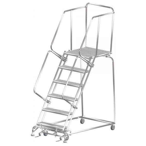 Ballymore SS063221P Stainless Steel Rolling Ladder 6 Steps 93-inch Height Perforated Treads