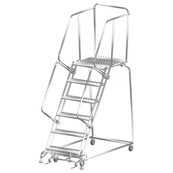 Ballymore SS063228G Stainless Steel Rolling Ladder 6 Steps 93-inch Height Grip Strut Treads