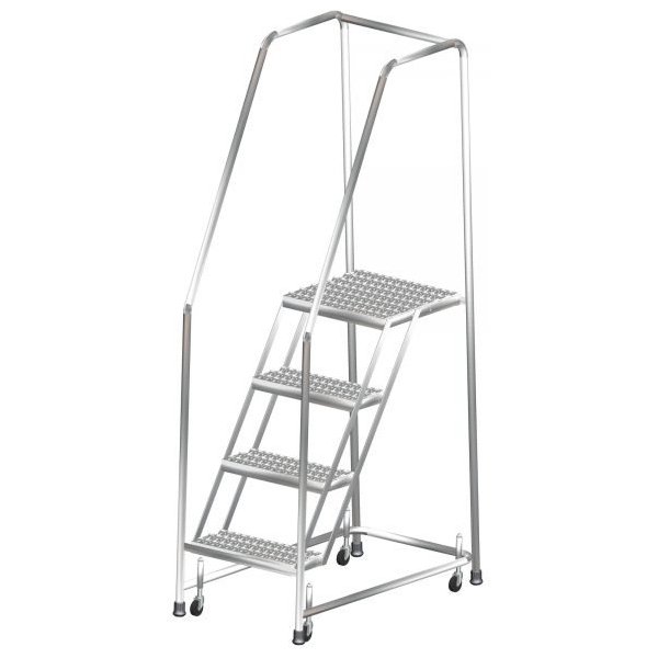 Ballymore SS063228P Stainless Steel Rolling Ladder 6 Steps 93-inch Height Perforated Treads