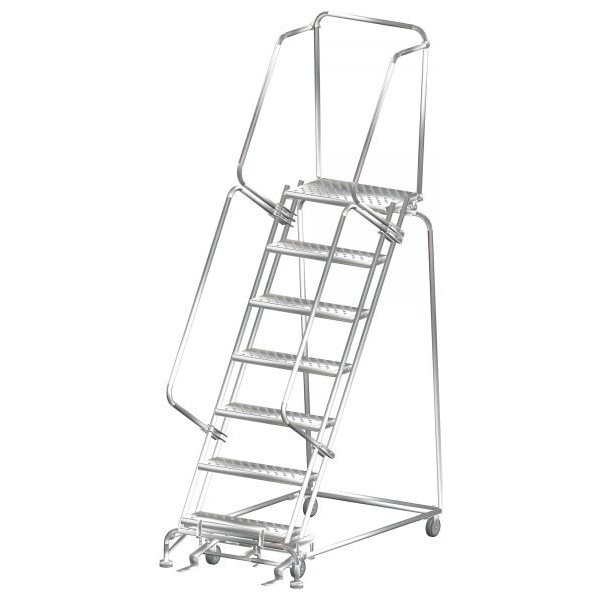 Ballymore SS073214G Stainless Steel Rolling Ladder 7 Steps 103-inch Height Grip Strut Treads
