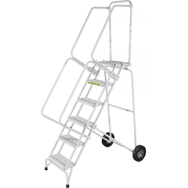Ballymore SS083228P Stainless Steel Rolling Ladder 8 Steps 113-inch Height Perforated Treads