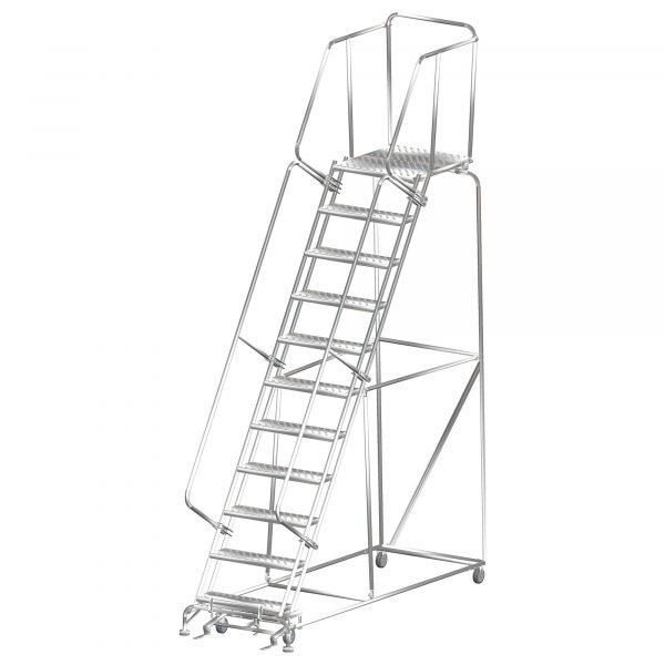 Ballymore SS113228G Stainless Steel Rolling Ladder 11 Steps 143-inch Height Grip Strut Treads 1 Ballymore SS113228G Stainless Steel Rolling Ladder 11 Steps 143-inch Height Grip Strut Treads