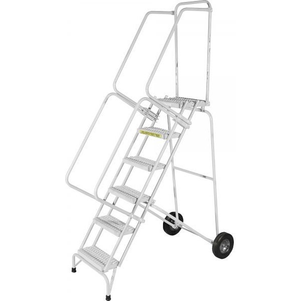 Ballymore SS113228P Stainless Steel Rolling Ladder 11 Steps 143-inch Height Perforated Treads