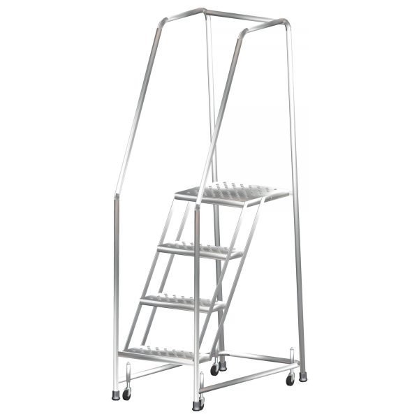 Ballymore SS624G Stainless Steel Rolling Ladder 6 Steps 93-inch Height Grip Strut Treads