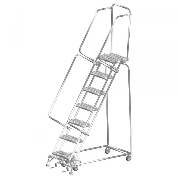 Ballymore SS630P Stainless Steel Rolling Ladder 6 Steps 93-inch Height Perforated Treads 1 Ballymore SS630P Stainless Steel Rolling Ladder 6 Steps 93-inch Height Perforated Treads