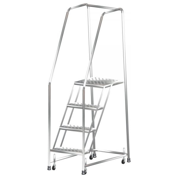 Ballymore SS724G Stainless Steel Rolling Ladder 7 Steps 103-inch Height Grip Strut Treads