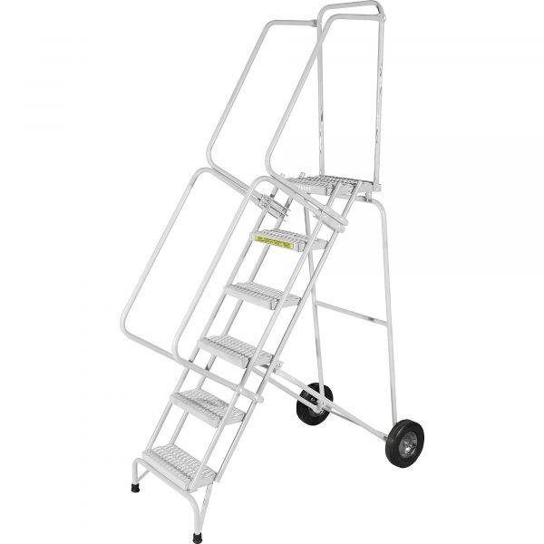 Ballymore SS730P Stainless Steel Rolling Ladder 7 Steps 103-inch Height Perforated Treads 1 Ballymore SS730P Stainless Steel Rolling Ladder 7 Steps 103-inch Height Perforated Treads