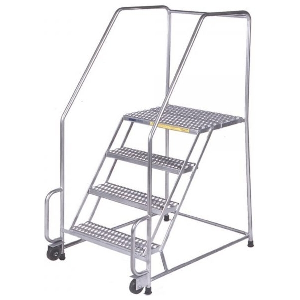 Ballymore SSTR320G Stainless Steel Rolling Ladder 3 Steps 58.5-inch Height Grip Strut Treads