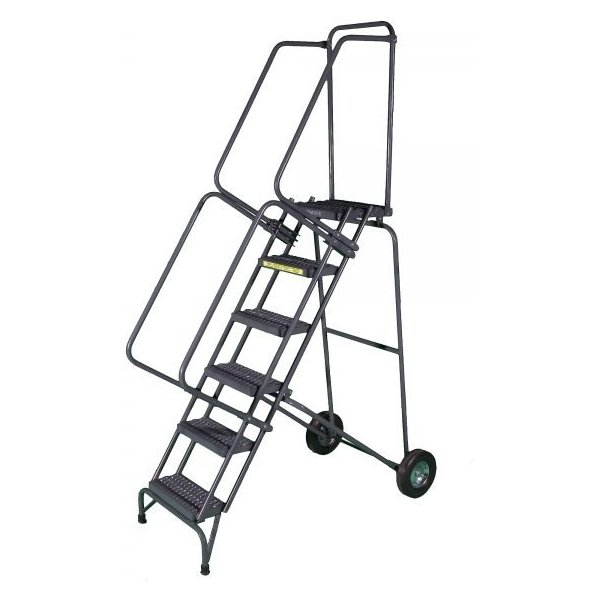 Ballymore WA-SW53214G Heavy Duty Steel Rolling Ladder 5 Steps 83-inch Height
