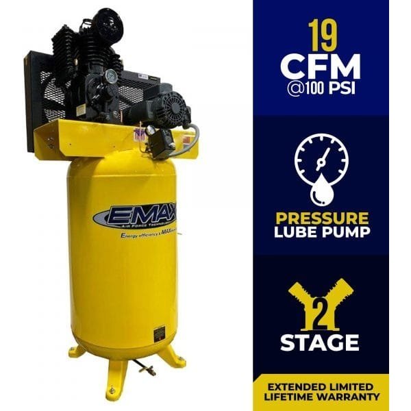 EMAX EI05V080I1 - Industrial 2-Stage Vertical Air Compressor