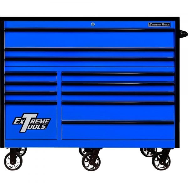 Extreme Tools RX552512RCBLBK-X RX Series 55" 12-Drawer Roller Cabinet, 25"D, Blue/Black 1 Extreme Tools RX552512RCBLBK-X RX Series 55" 12-Drawer Roller Cabinet, 25"D, Blue/Black