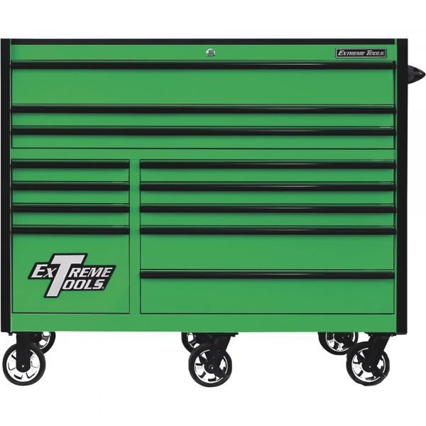 Extreme Tools RX552512RCGNBK-X RX Series 55" 12-Drawer Roller Cabinet, 25"D, Green/Black 1 Extreme Tools RX552512RCGNBK-X RX Series 55" 12-Drawer Roller Cabinet, 25"D, Green/Black