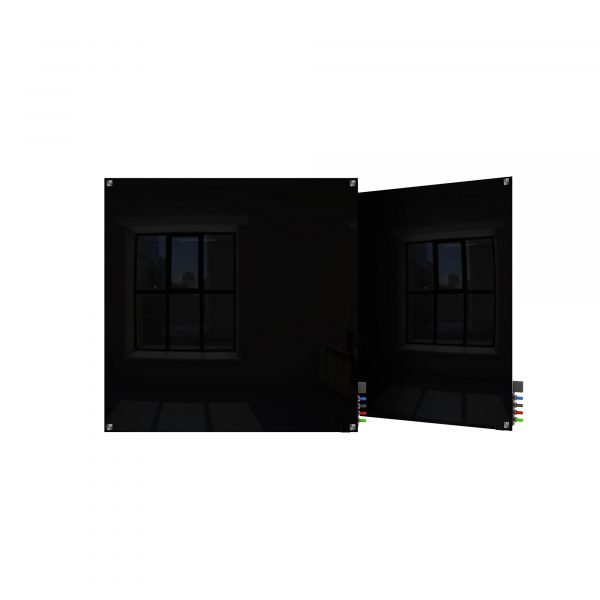 Ghent HMYSM44BK 4ft x 4ft Magnetic Glass Whiteboard Black Square Corners 1 Ghent HMYSM44BK 4ft x 4ft Magnetic Glass Whiteboard Black Square Corners
